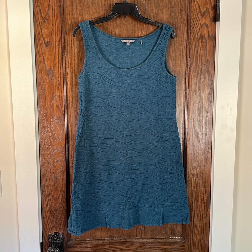 Toad & Co teal blue cotton dress - L